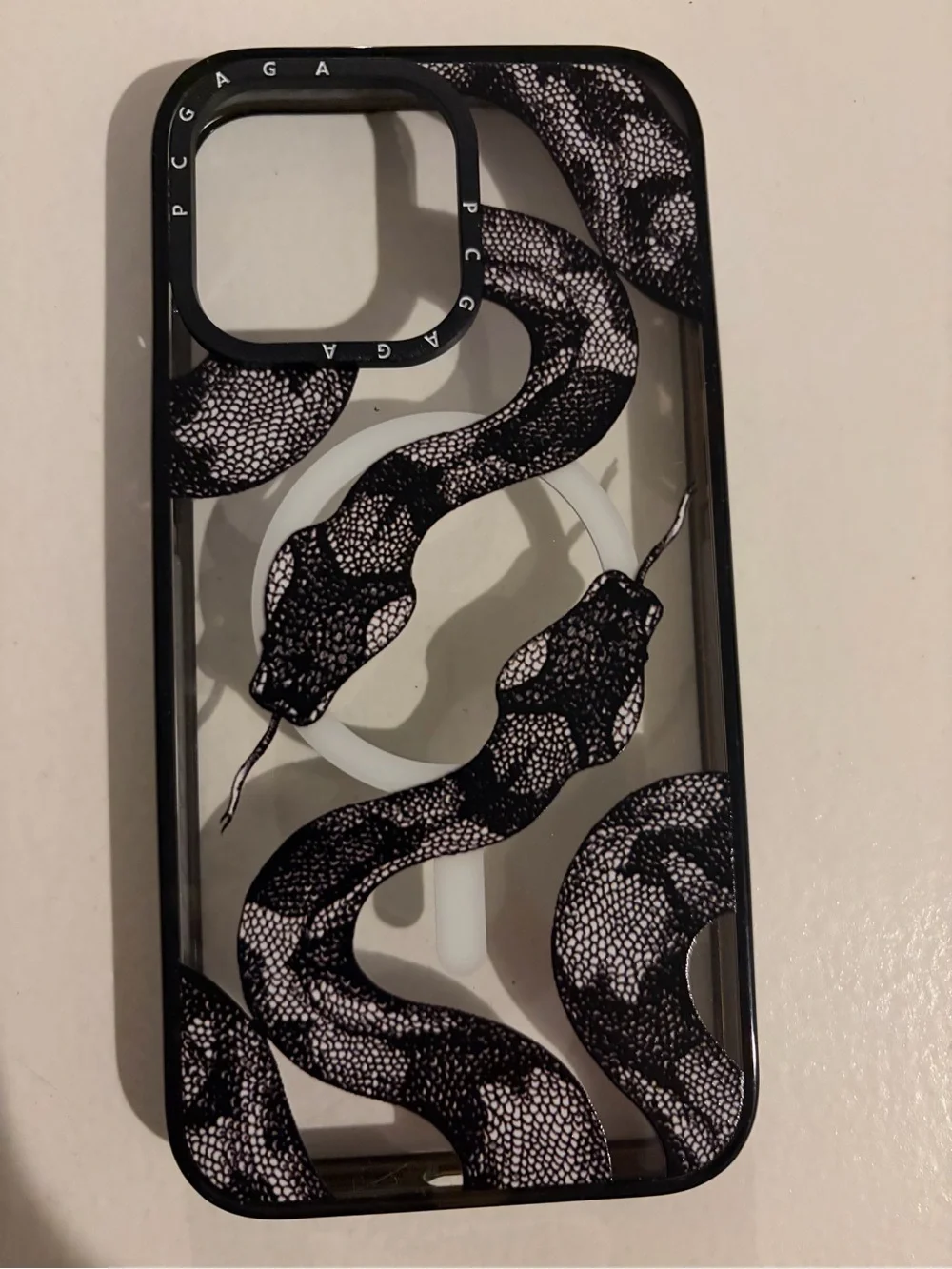 Black Snake Clear iPhone 15 ProMax Case with MagSafe Compatibility
